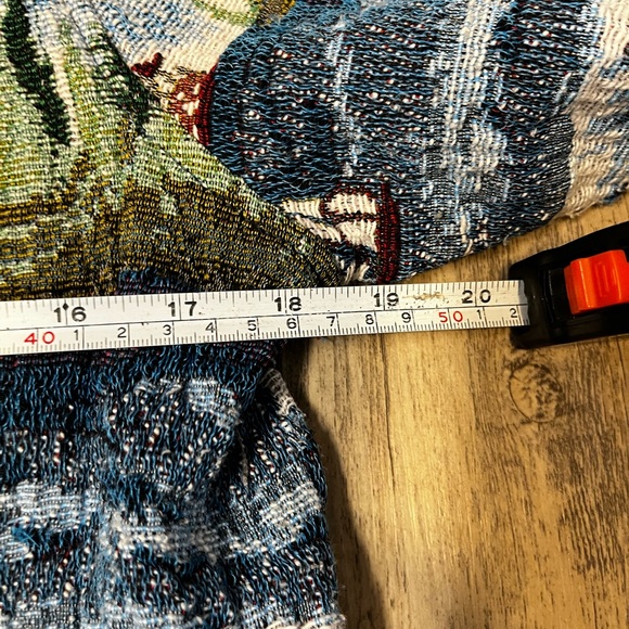 VTG 90s Blair Holiday Lighthouse Snowman Tapestry Jacket Nautical Anchor Medium - Picture 4 of 14